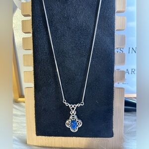 Lapis Scrollwork Necklace- Sterling Silver